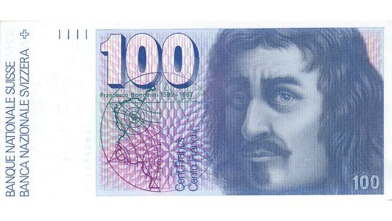 Sixth banknote series, 1976, 100 franc note, front